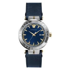 Versace AION Leren Band Blauw Wijzerplaat Horloge-Heren Horloges
