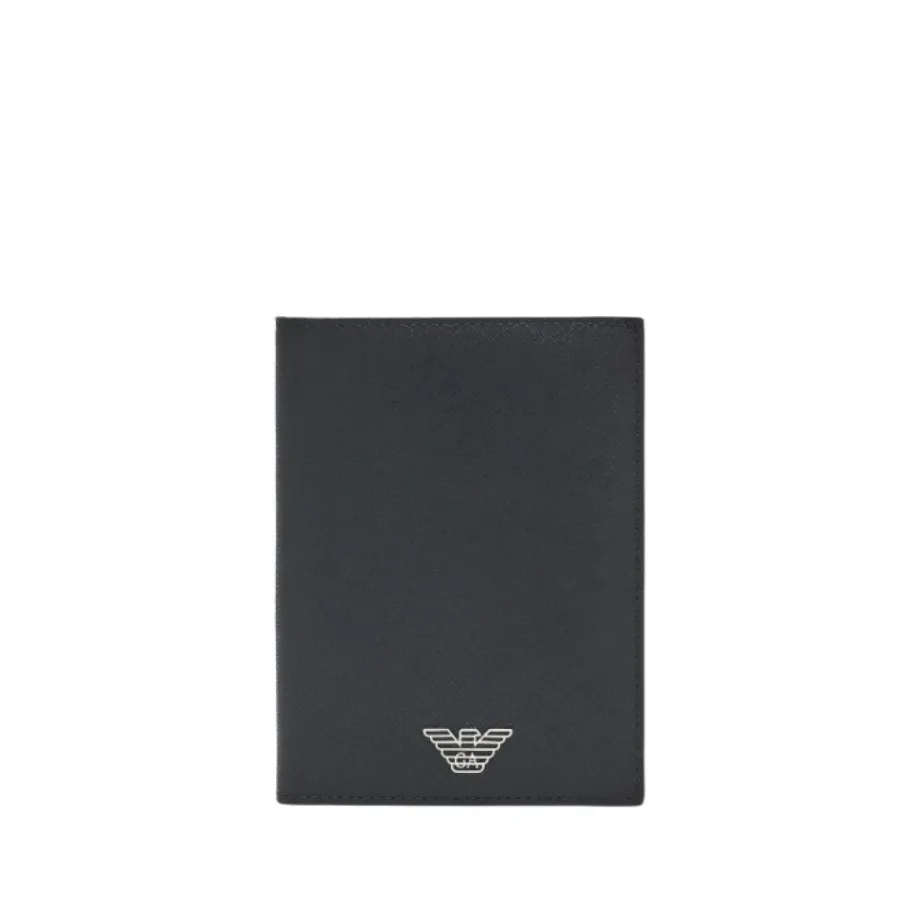 Emporio Armani ASV Regenerated Saffiano Paspoorthouder met Eagle Plate-Heren Portefeuilles