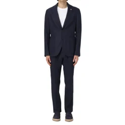 Manuel Ritz Beige Tweedelig Linnen Pak-Heren Kostuums