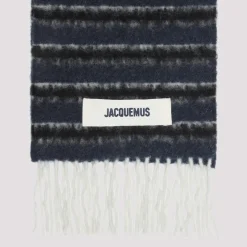 Jacquemus Blauwe Gestreepte Alpaca Wol Sjaal-Heren Sjaals