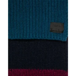 Paul Smith Blauwe Patchwork Wollen Mix Sjaal-Heren Sjaals