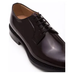 Church's Bordeaux Gepolijste Binder Derby met Handstiksel-Heren Nette Schoenen
