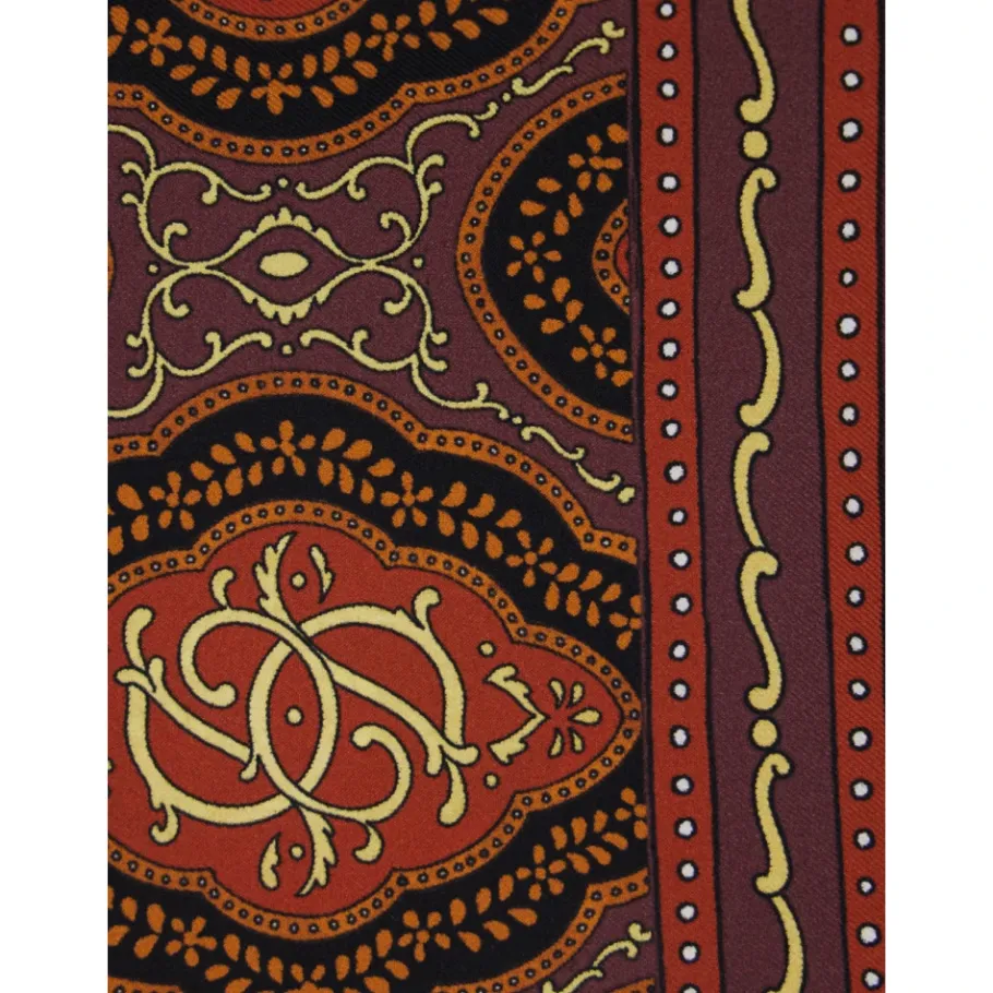 Drole de Monsieur Bordeaux Zijden Vierkante Sjaal Met All-Over Print-Heren Sjaals