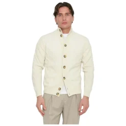 Paolo Fiorillo Capri Bott.Ml Treccia Cardigan-Heren Truien & Vesten