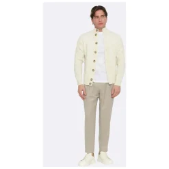 Paolo Fiorillo Capri Bott.Ml Treccia Cardigan-Heren Truien & Vesten
