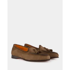 Santoni e Nubuck Tassel Loafers-Heren Instappers & Slip Ons