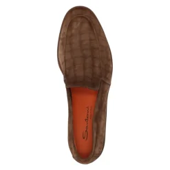 Santoni e Platte Instap Schoenen in Cocco Print-Heren Instappers & Slip Ons