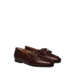 Bally Burgundy Leren Veterschoenen Met Platte Zool-Heren Instappers & Slip Ons