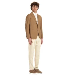 Tagliatore Camel Wol Zijde Slim Fit Jas-Heren Kostuums