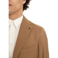 Tagliatore Camel Wol Zijde Slim Fit Jas-Heren Kostuums