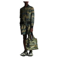 Balmain Camouflage Monogrammed Shantung Bomberjack-Heren Jassen