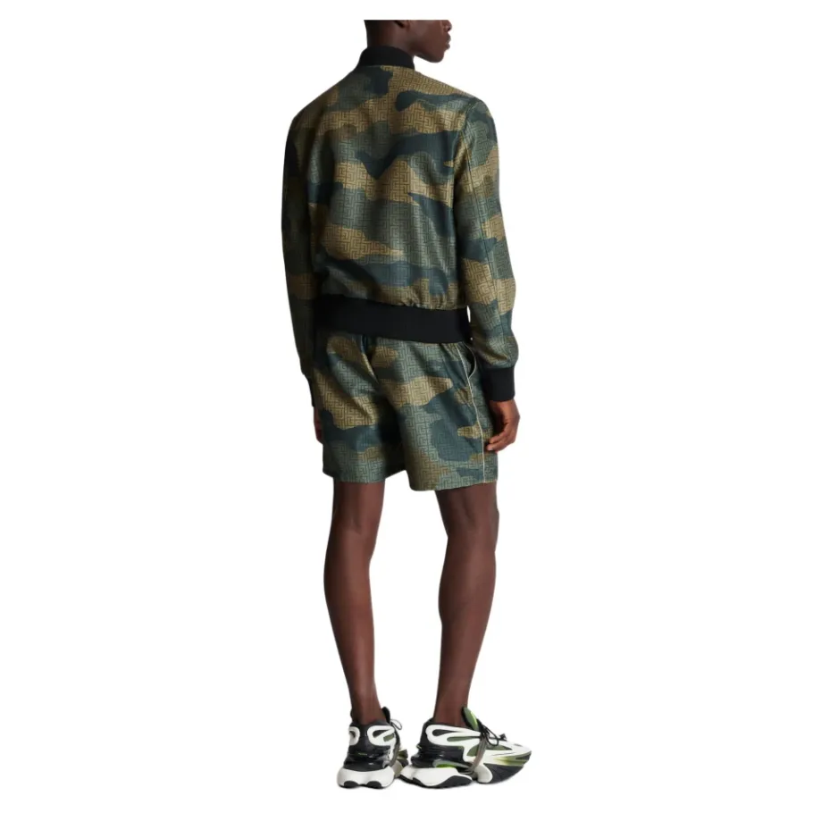 Balmain Camouflage Monogrammed Shantung Bomberjack-Heren Jassen