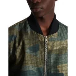 Balmain Camouflage Monogrammed Shantung Bomberjack-Heren Jassen