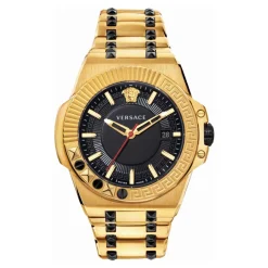 Versace Chain Reaction Horloge Zwart/Goud-Heren Horloges