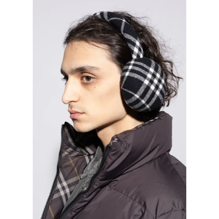 Burberry Check Wool Cashmere Oorwarmers-Heren Hoeden