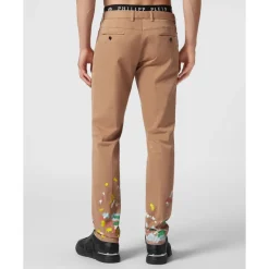 Philipp Plein Chinos Trousers Dripping-Heren Broeken