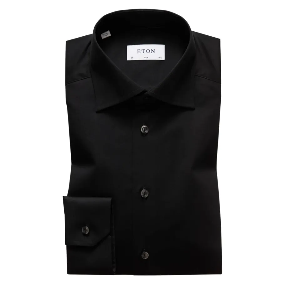 Eton Contemporary Black Signature Twill Shirt-Heren Overhemden