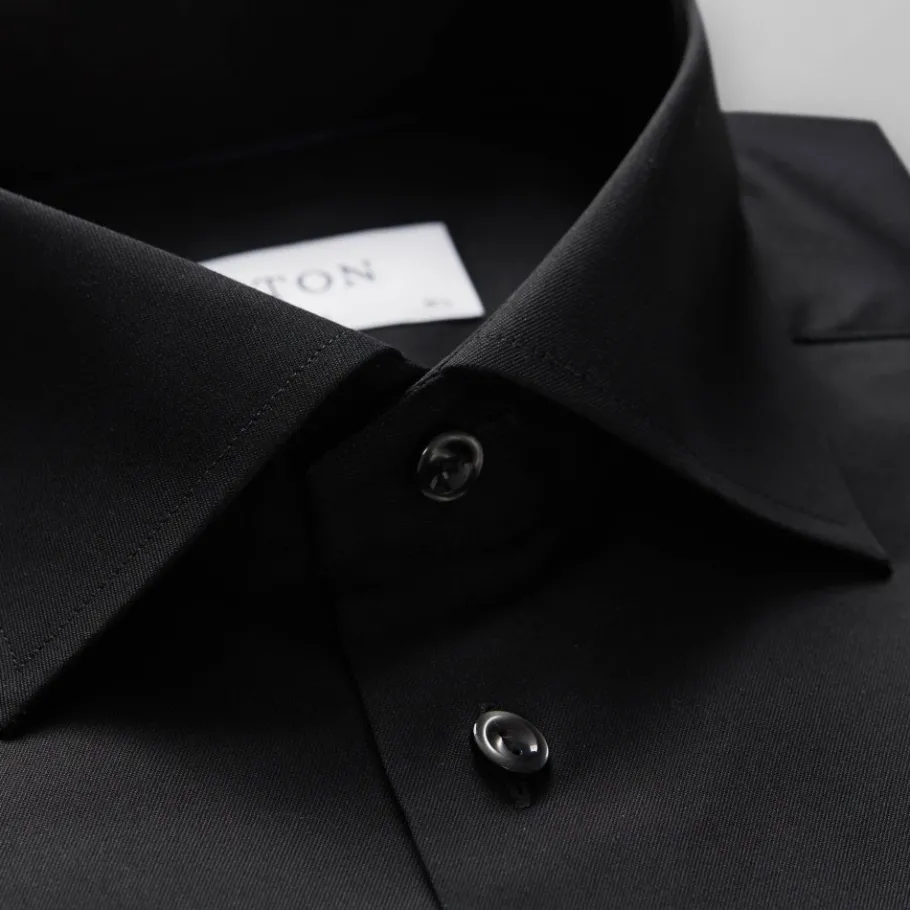 Eton Contemporary Black Signature Twill Shirt-Heren Overhemden