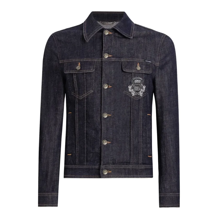 Dolce & Gabbana Cotton Denim Jacket With Patch-Heren Jassen
