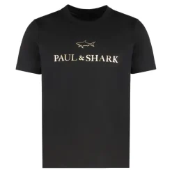 Paul & Shark Cotton T-Shirt met Metallic Logo Print-Heren Shirts
