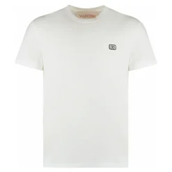 Valentino Garavani Cotton T-shirt h VLogo Patch-Heren Shirts