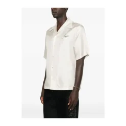 Amiri Crème korte mouwen overhemd met logodetail-Heren Overhemden