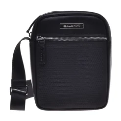 Baldinini Crossbody bag in black calfskin and nylon-Heren Tassen