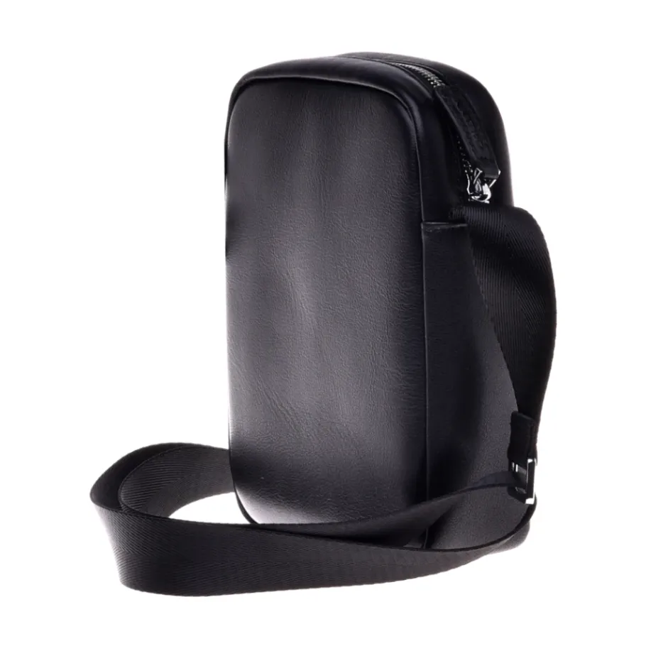 Baldinini Crossbody bag in black calfskin and nylon-Heren Tassen