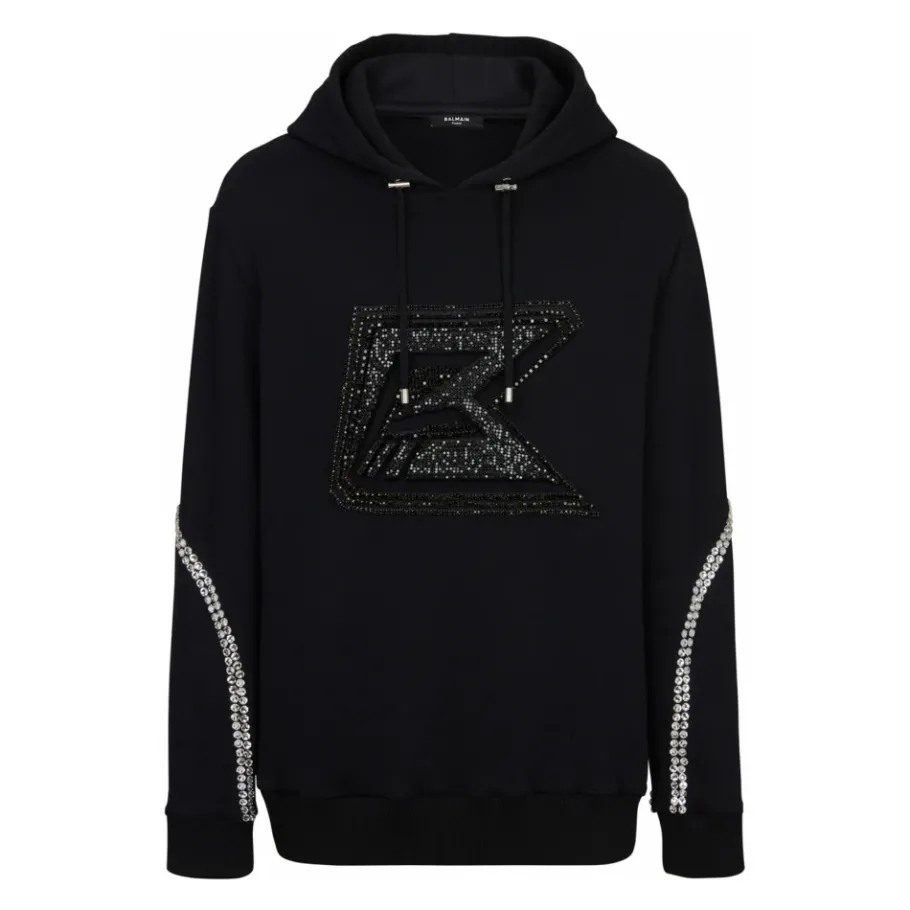 Balmain Crystal Embroidered Hoodie-Heren Truien & Vesten