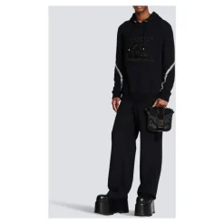 Balmain Crystal Embroidered Hoodie-Heren Truien & Vesten