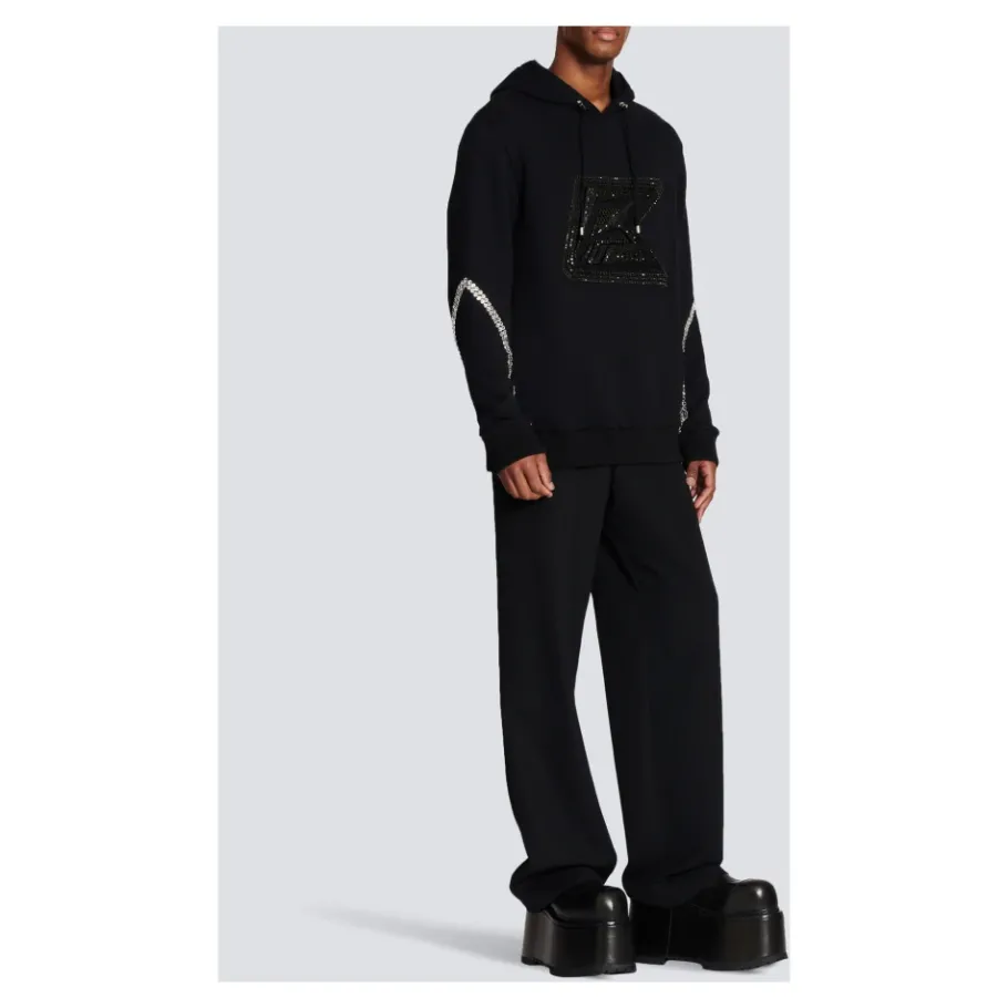 Balmain Crystal Embroidered Hoodie-Heren Truien & Vesten