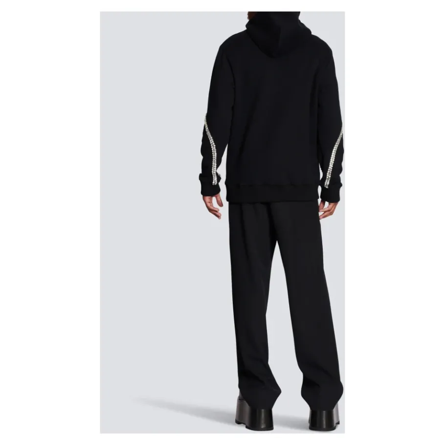Balmain Crystal Embroidered Hoodie-Heren Truien & Vesten