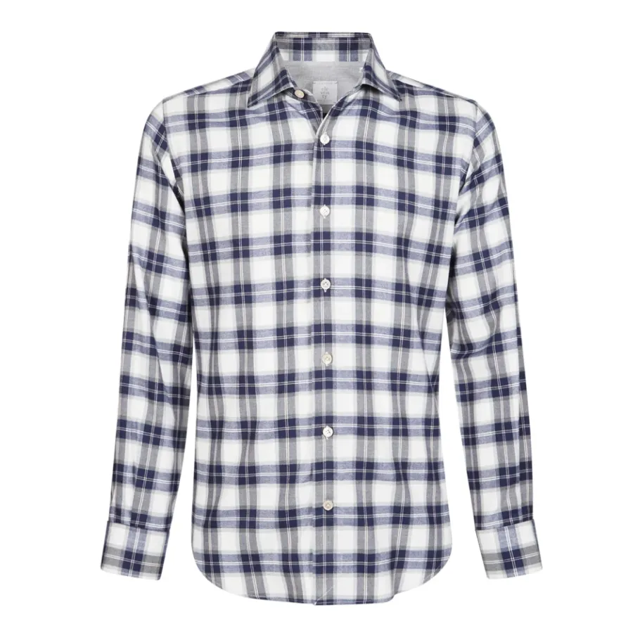 Eleventy Dandy Geruite Katoen Lyocell Overhemd-Heren Overhemden