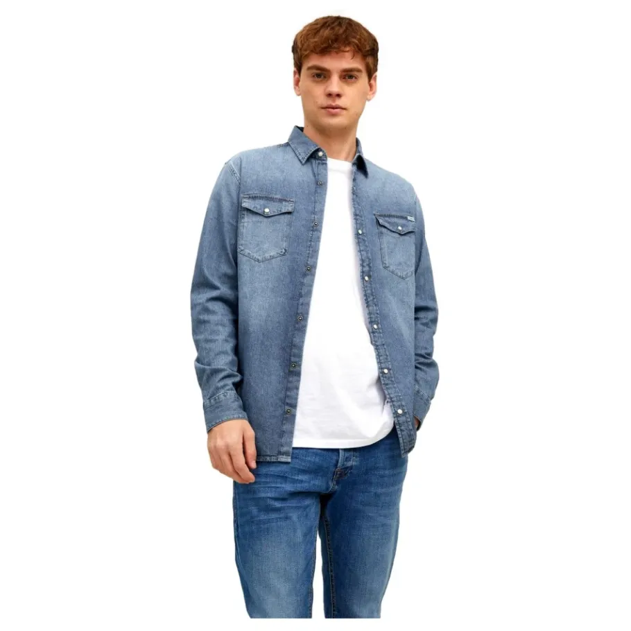 Jack & Jones Denim overhemd met knoopsluiting-Heren Overhemden