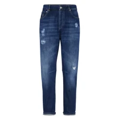Brunello Cucinelli Distressed Katoenen Broek-Heren Jeans
