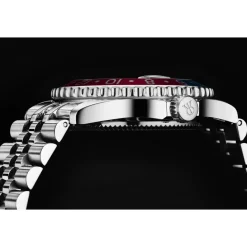 Revue Thommen Diver GMT Zwarte Wijzerplaat Blauwe en Rode Armband Roestvrij Staal-Heren Horloges