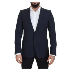 Dolce & Gabbana Donkere Wol Single Breasted Blazer-Heren Kostuums