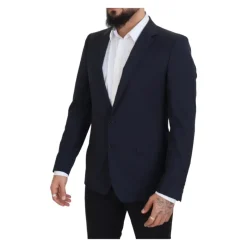 Dolce & Gabbana Donkere Wol Single Breasted Blazer-Heren Kostuums