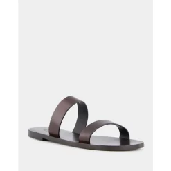 Saint Laurent Donkere leren slippers-Heren Slippers