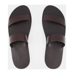 Saint Laurent Donkere leren slippers-Heren Slippers