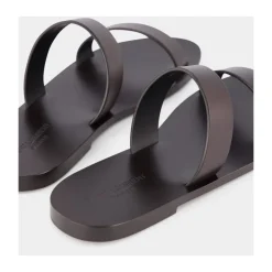 Saint Laurent Donkere leren slippers-Heren Slippers