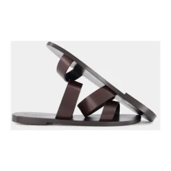 Saint Laurent Donkere leren slippers-Heren Slippers