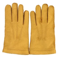 Restelli Guanti Donkergele Cashmere Gevoerde Handschoenen-Heren Handschoenen