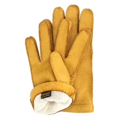 Restelli Guanti Donkergele Cashmere Gevoerde Handschoenen-Heren Handschoenen