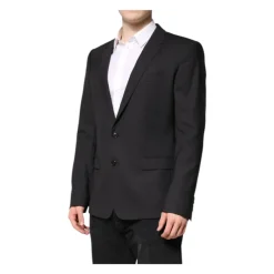 Dolce & Gabbana Donkergrijze Slim Fit Blazer-Heren Kostuums