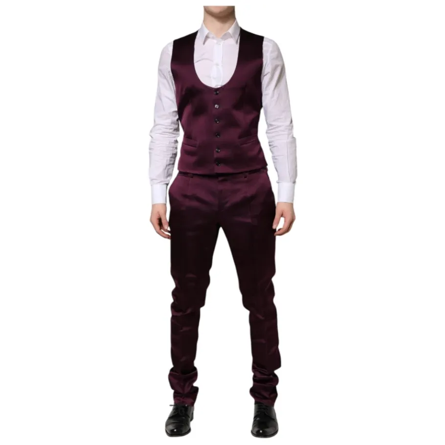 Dolce & Gabbana Donker Zijden 3-Delig Pak-Heren Kostuums