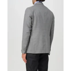 Tagliatore Double Breasted Grijze Wollen Blazer-Heren Kostuums