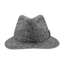 Borsalino Elegant Herringbone Fedora Hat-Heren Hoeden