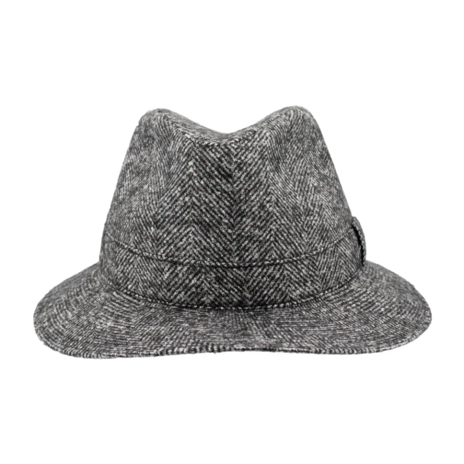 Borsalino Elegant Herringbone Fedora Hat-Heren Hoeden
