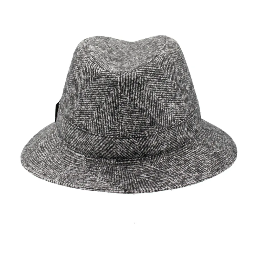 Borsalino Elegant Herringbone Fedora Hat-Heren Hoeden